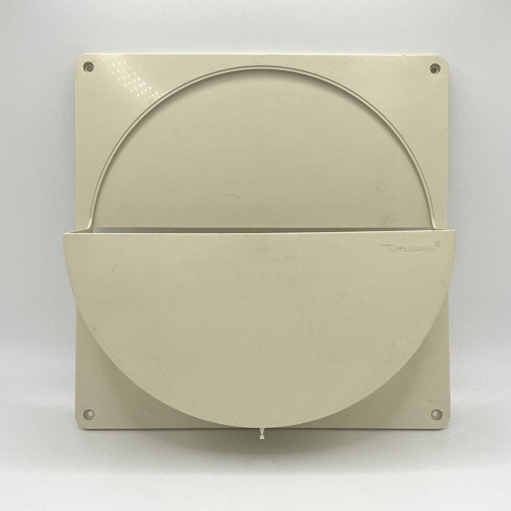 Vintage Tupperware Wall Mount Lid Organizer Round 1646-2 USA Mid Century Almond